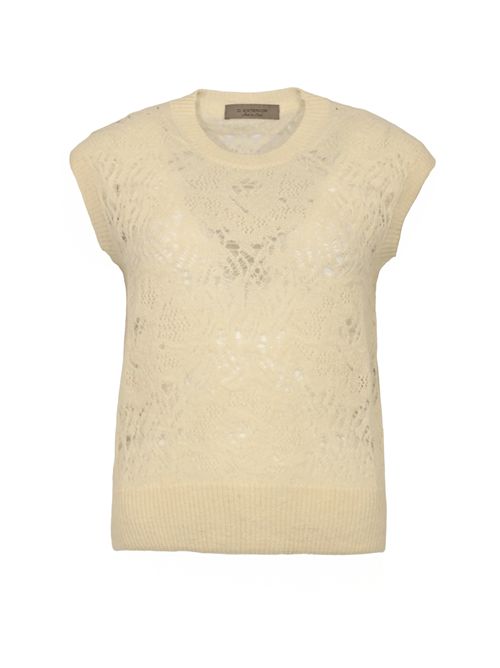 Canotta in pizzo di lana e alpaca D. Exterior | 612663LATTE